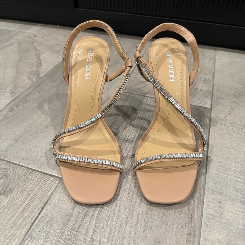 Steve Madden Nude and Silver Strappy Heels